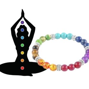 Chakra Balancing beaded bracelet with silver accent beads